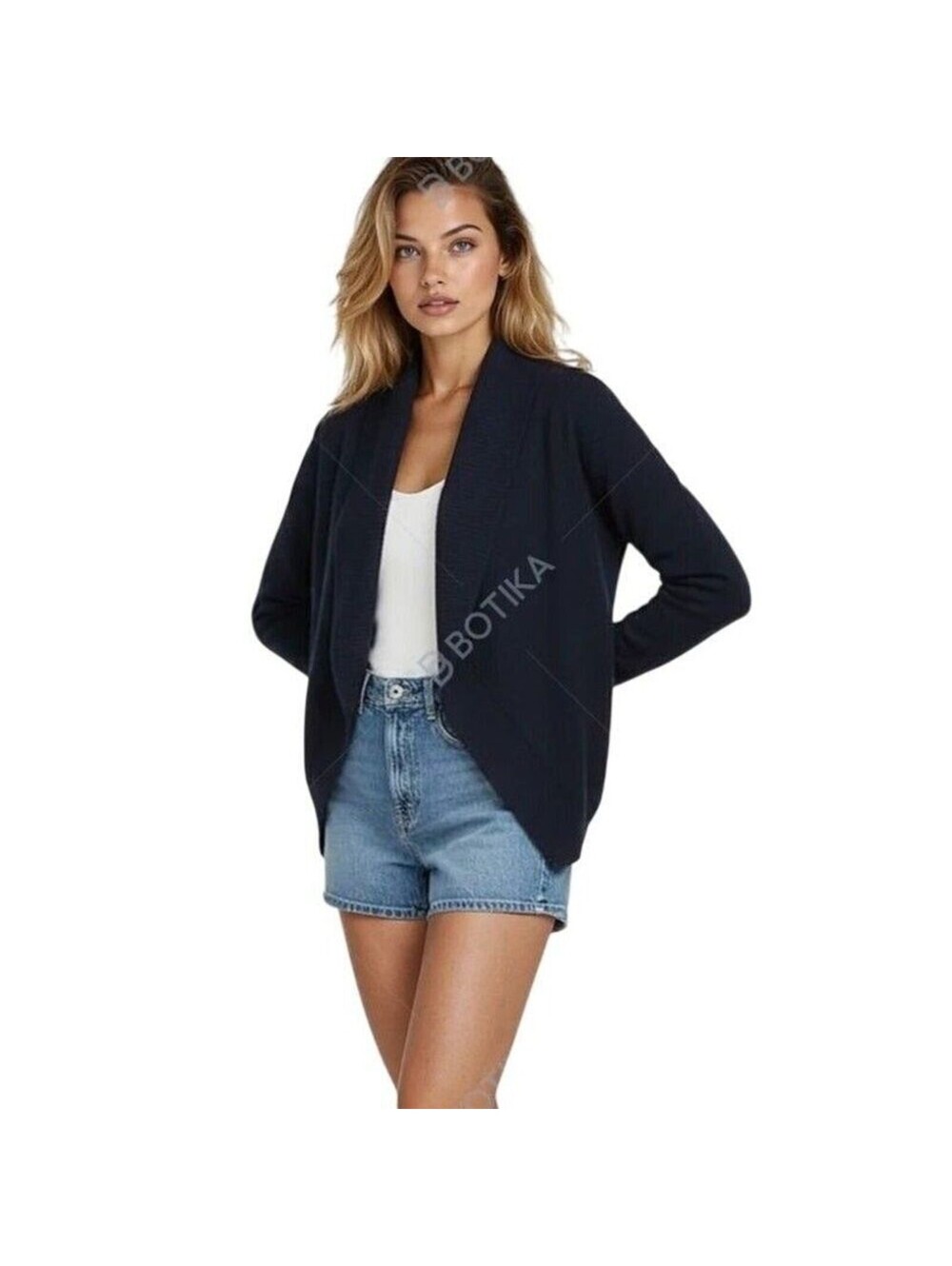 Lauren Ralph Blue Cashmere Bolero Sweater Long Sleeve L